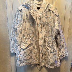 Coach Women's Silver and White Utility Jacket